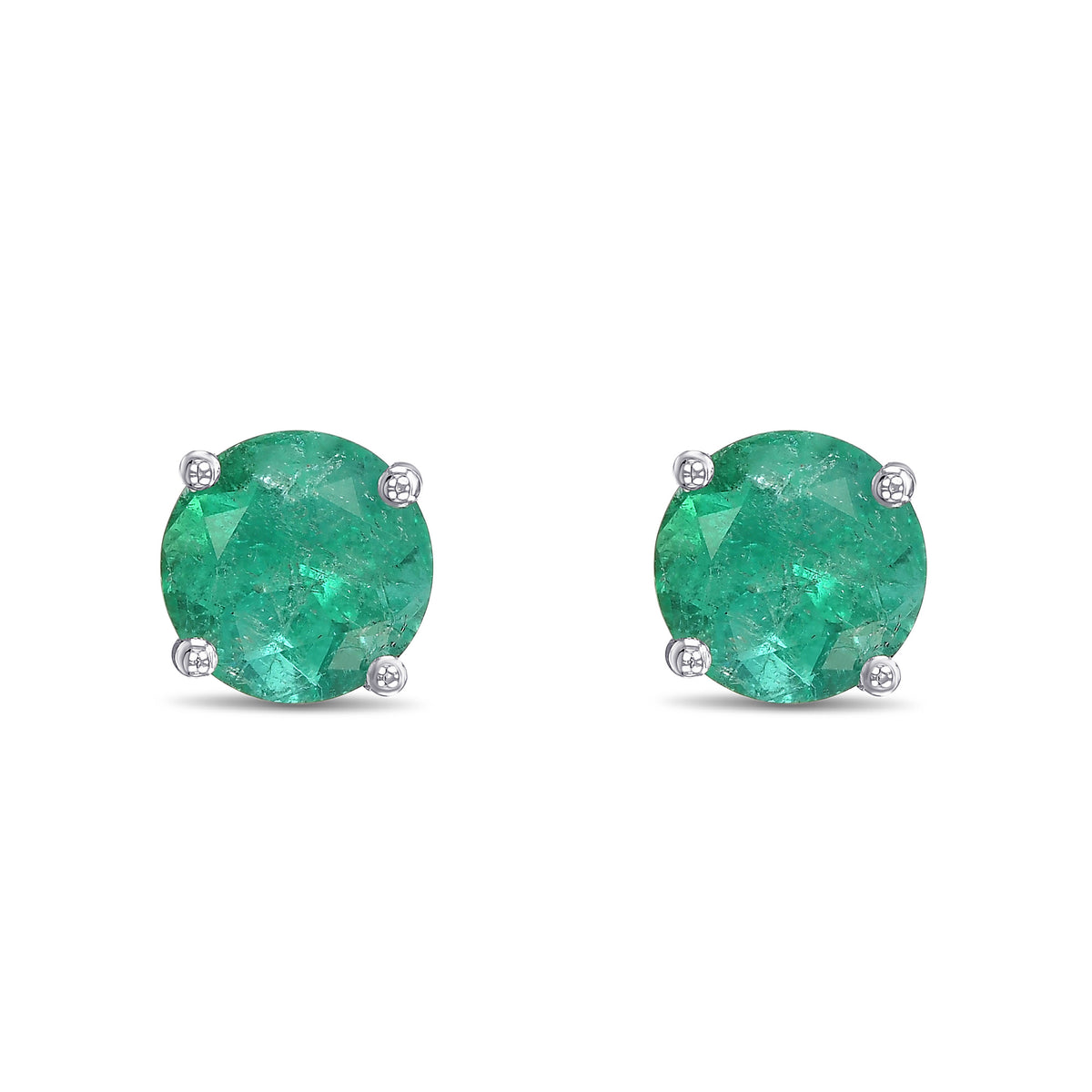 Round Emerald Stud Earrings