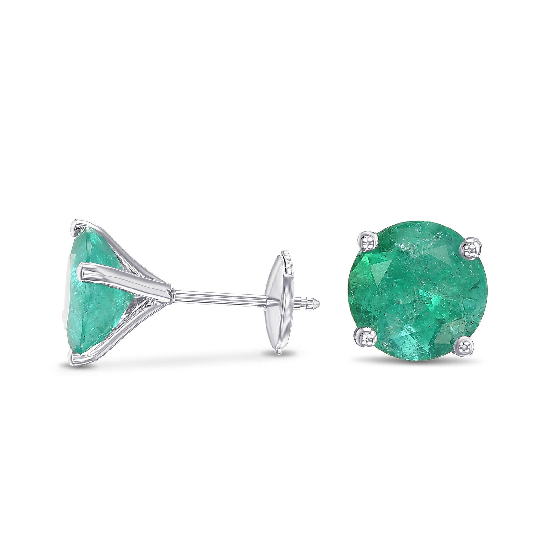 Round Emerald Stud Earrings