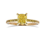 Fancy Vivid Yellow Cushion Side Stone Ring