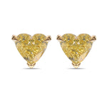  Fancy Yellow Heart Stud Diamond Earrings