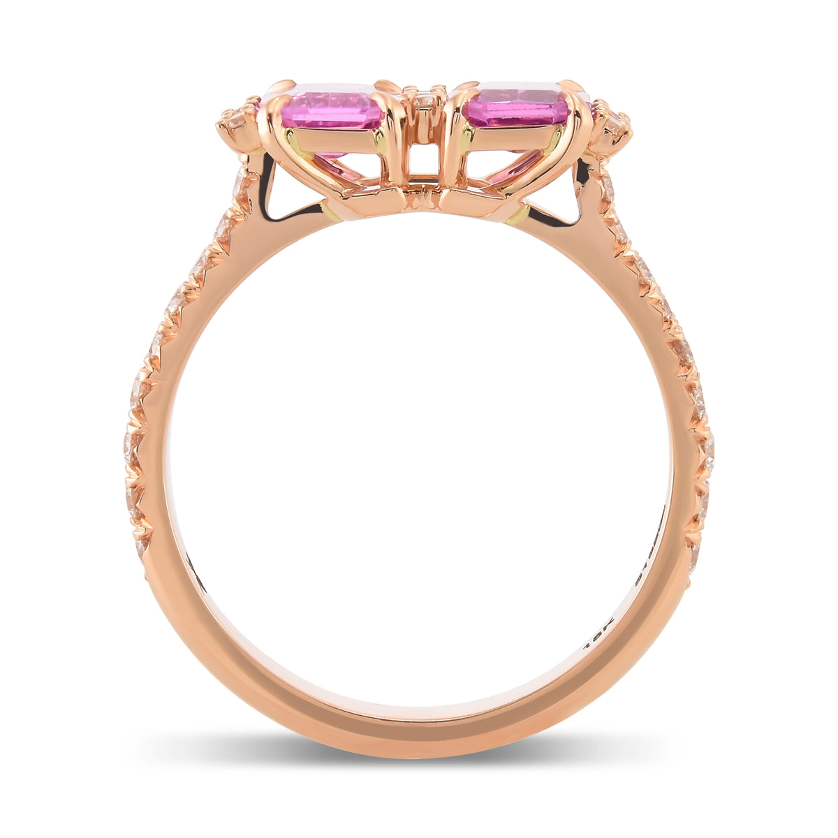 2 Stone Pink Sapphire and Diamond Ring