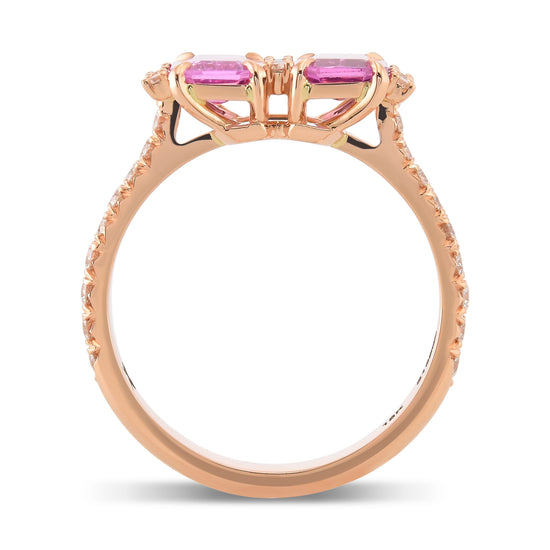 2 Stone Pink Sapphire and Diamond Ring