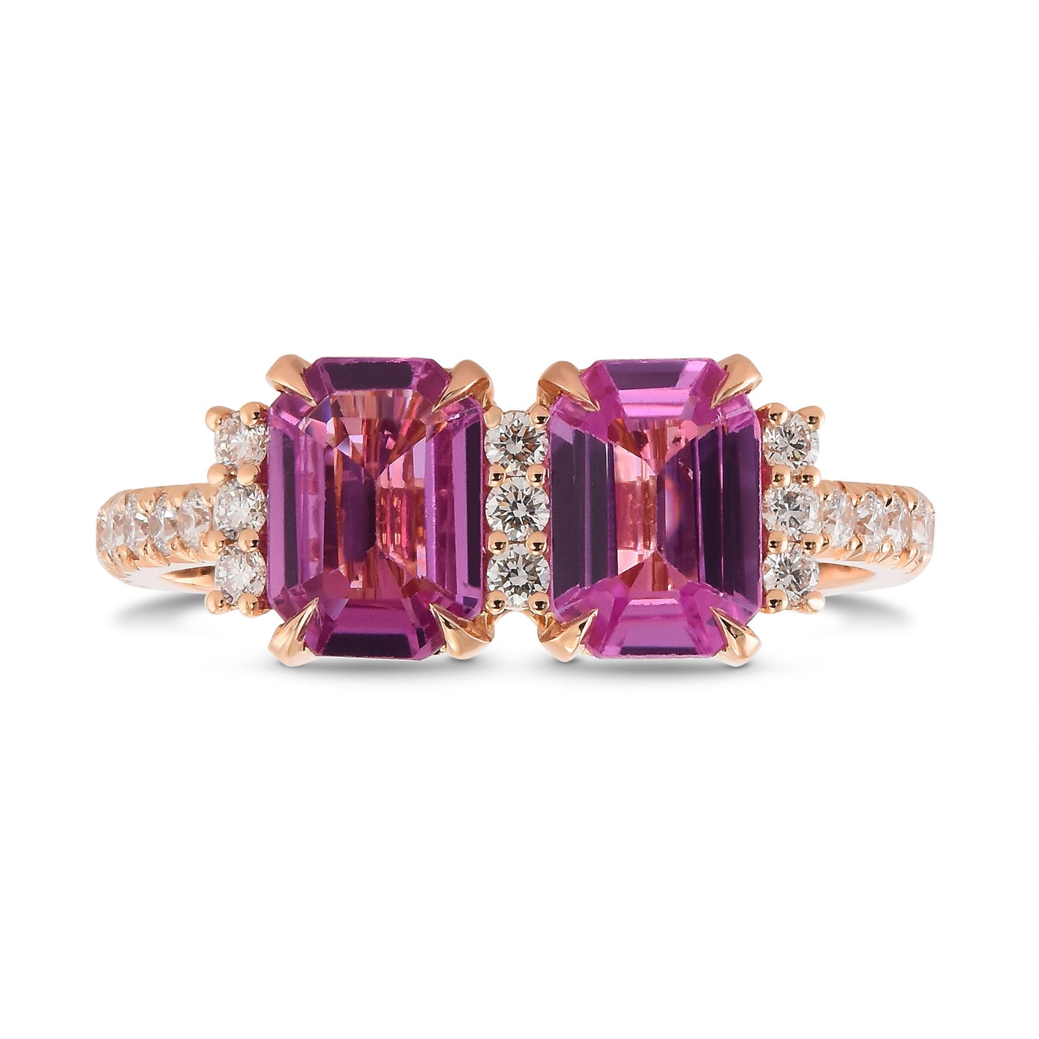 2 Stone Pink Sapphire and Diamond Ring