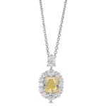 Fancy Yellow Cushion Halo Diamond Pendant