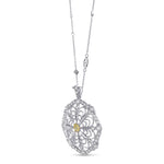 Cushion Fancy Intense Yellow and White Diamond Halo Pendant