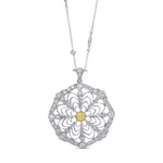 Cushion Fancy Intense Yellow and White Diamond Halo Pendant