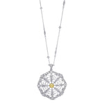 Cushion Fancy Intense Yellow and White Diamond Halo Pendant