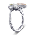 Green and Pink Asymmetrical Couture Diamond Ring