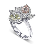 Green and Pink Asymmetrical Couture Diamond Ring