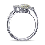 Green and Pink Asymmetrical Couture Diamond Ring