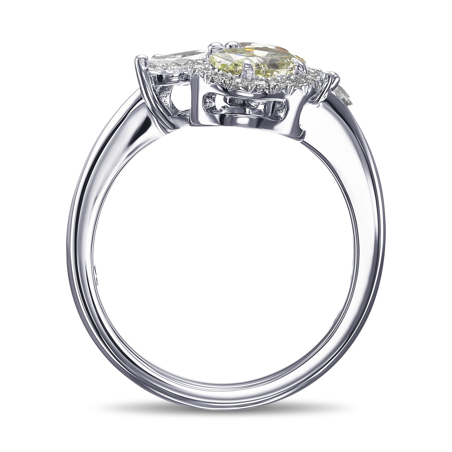 Green and Pink Asymmetrical Couture Diamond Ring