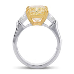 Light Yellow and Triangle 3-stone Diamond Ring