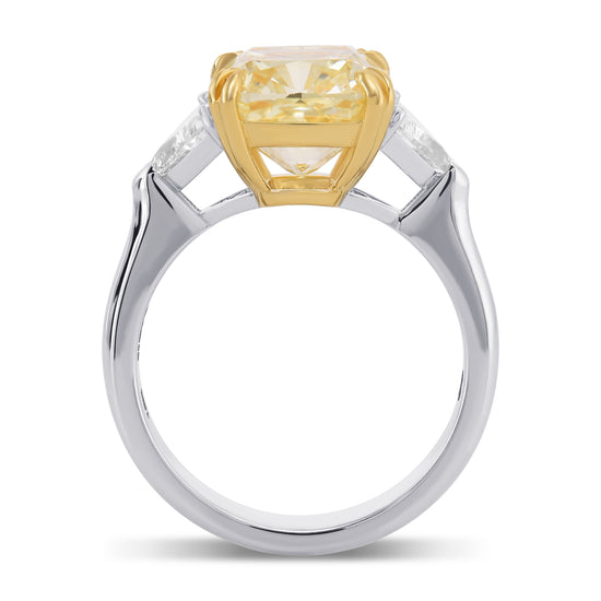 Light Yellow and Triangle 3-stone Diamond Ring