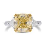 Light Yellow and Triangle 3-stone Diamond Ring