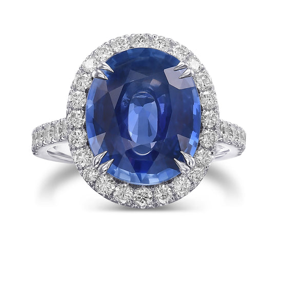 Oval Sapphire and Diamond Halo Ring
