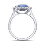 Oval Sapphire and Diamond Halo Ring