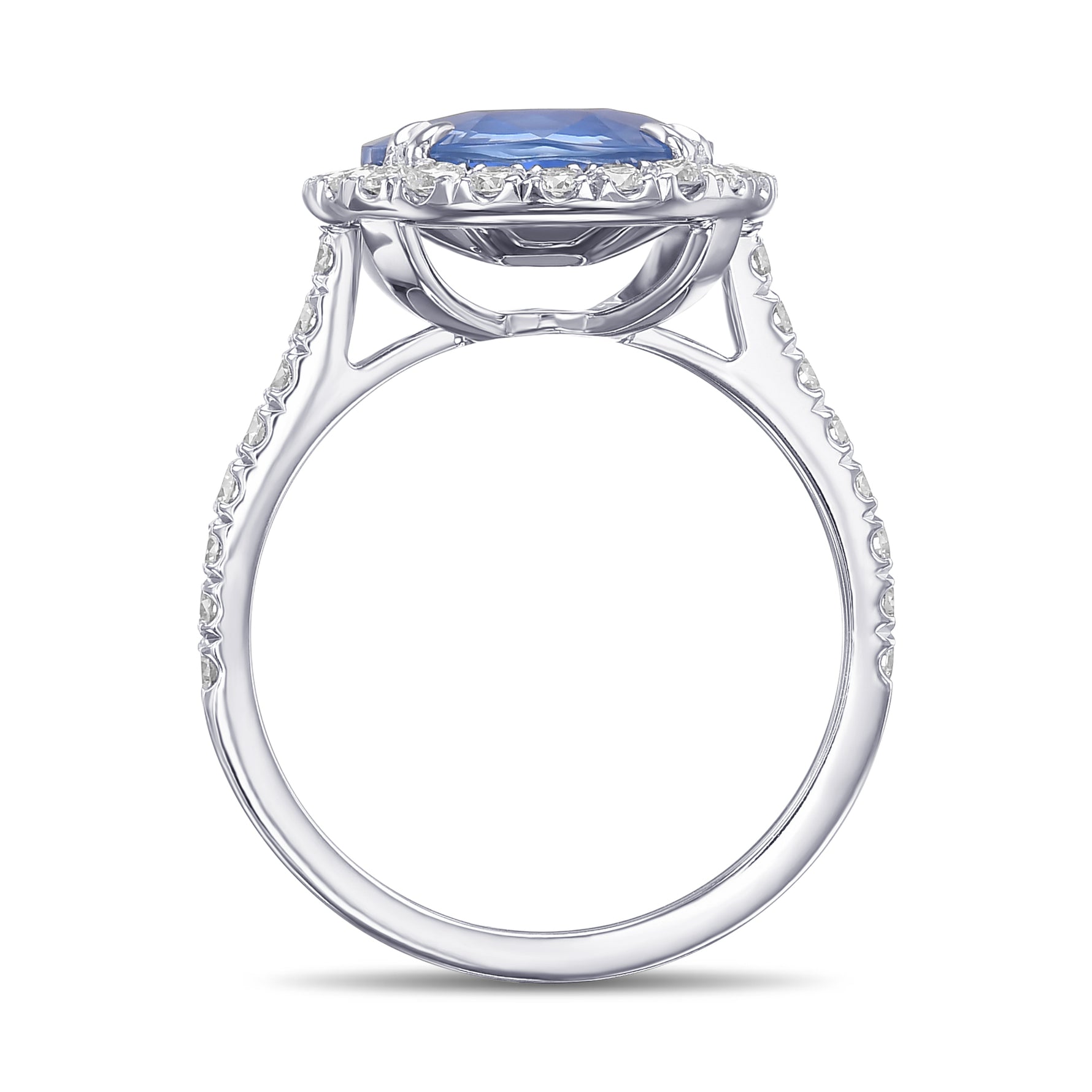 Oval Sapphire and Diamond Halo Ring