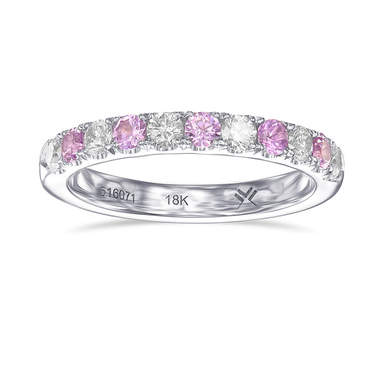 Pink Sapphire & White Diamond Wedding Band