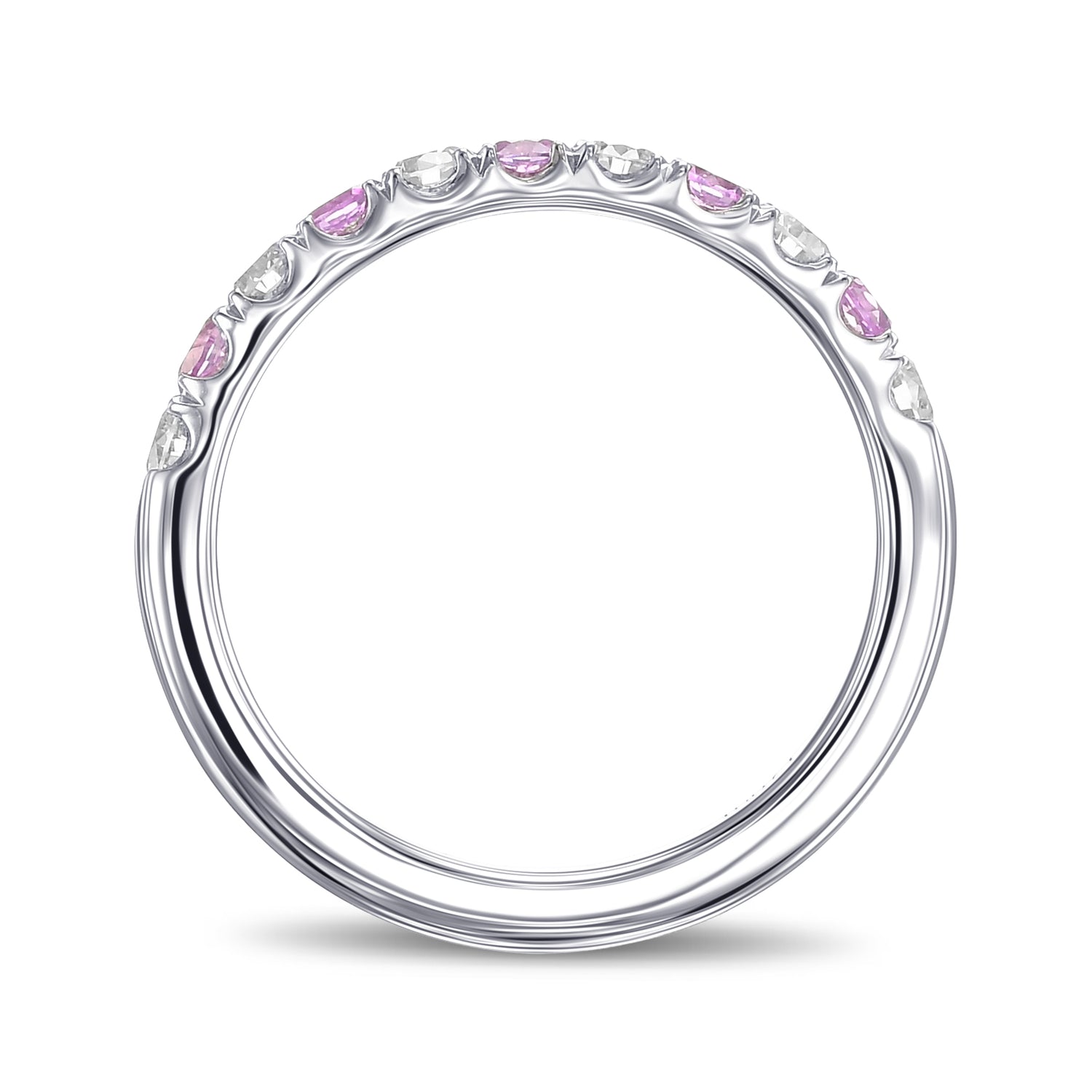Pink Sapphire & White Diamond Wedding Band