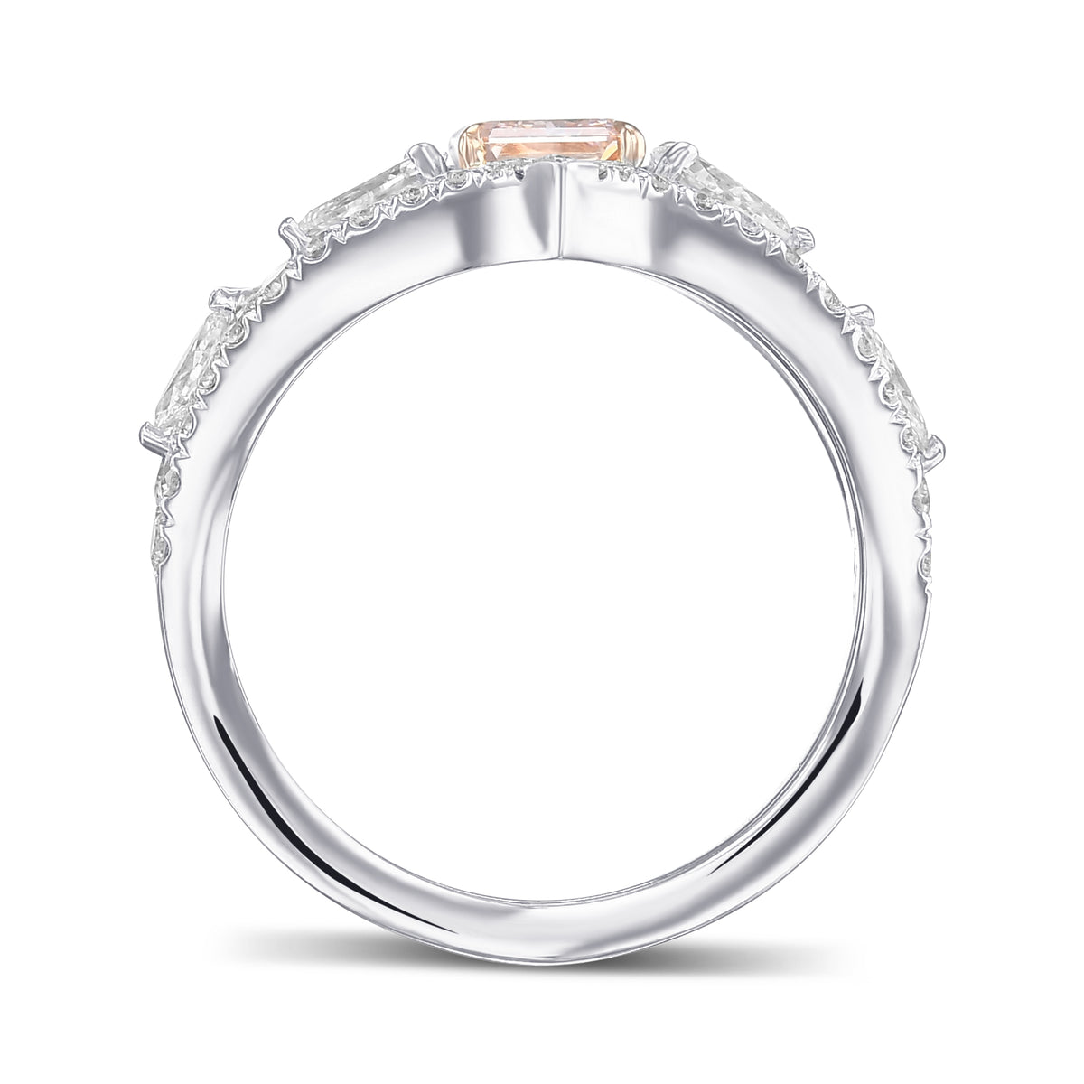 Fancy Brownish Orangey Pink Radiant Extraordinary Diamond Ring