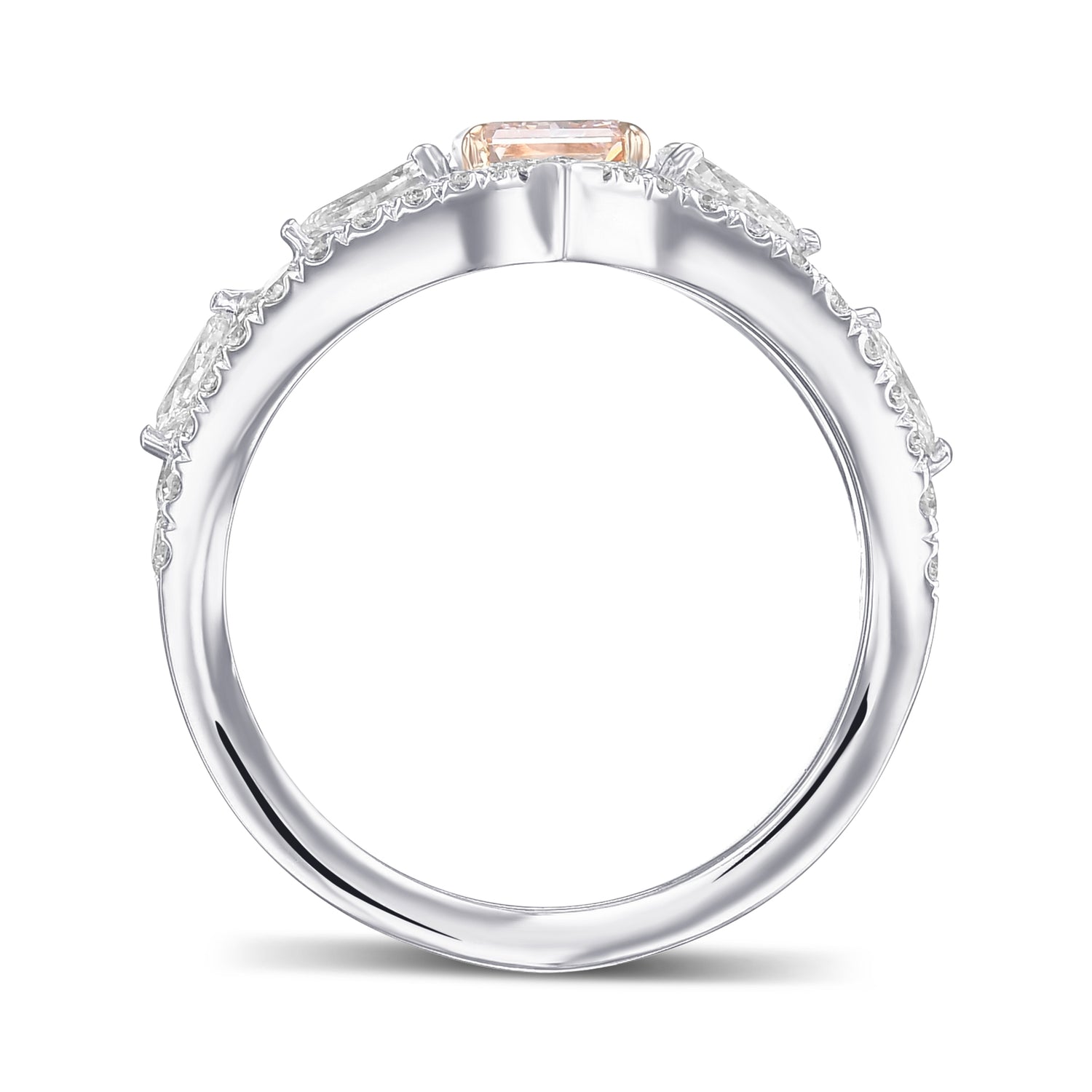 Fancy Brownish Orangey Pink Radiant Extraordinary Diamond Ring