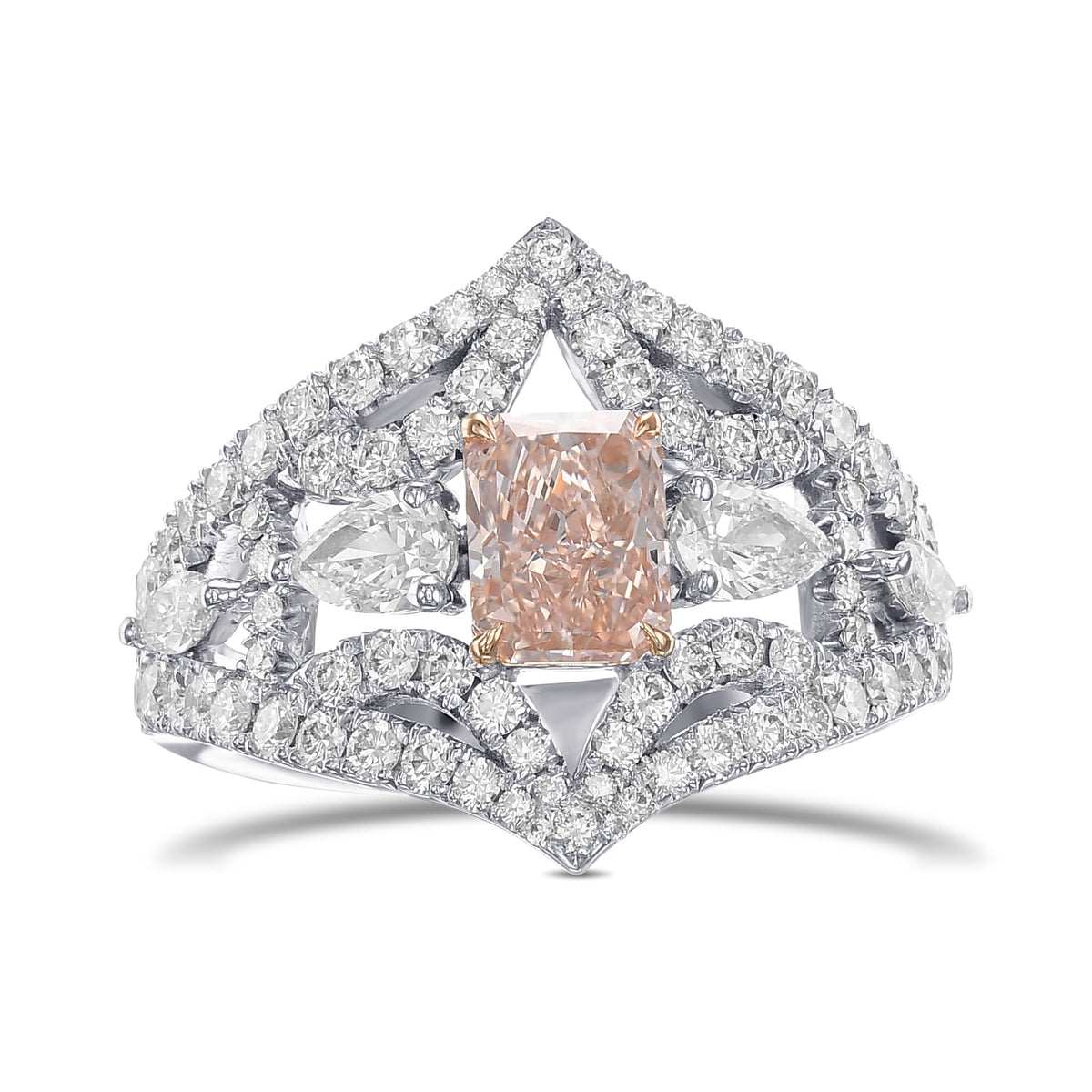 Fancy Brownish Orangey Pink Radiant Extraordinary Diamond Ring