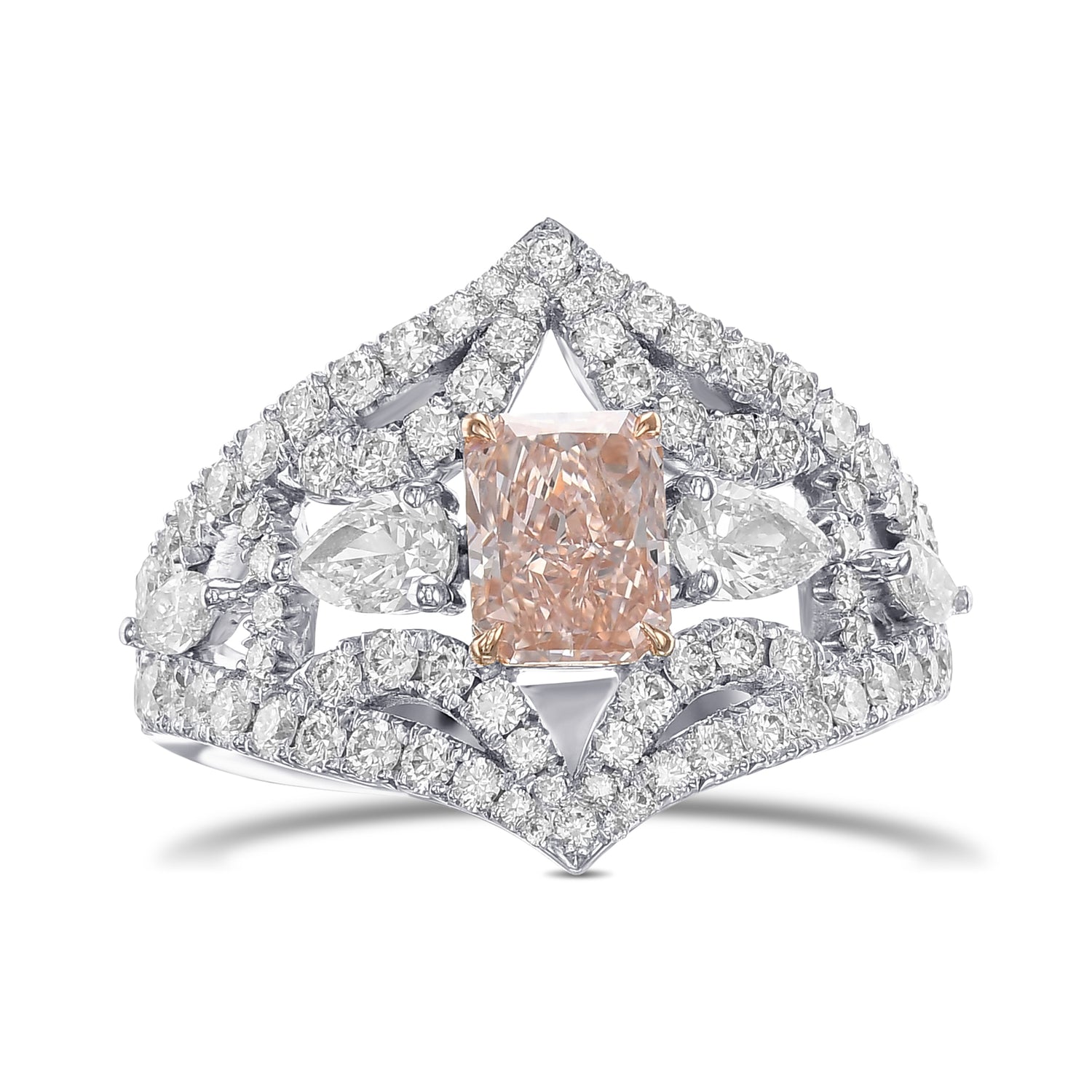Fancy Brownish Orangey Pink Radiant Extraordinary Diamond Ring