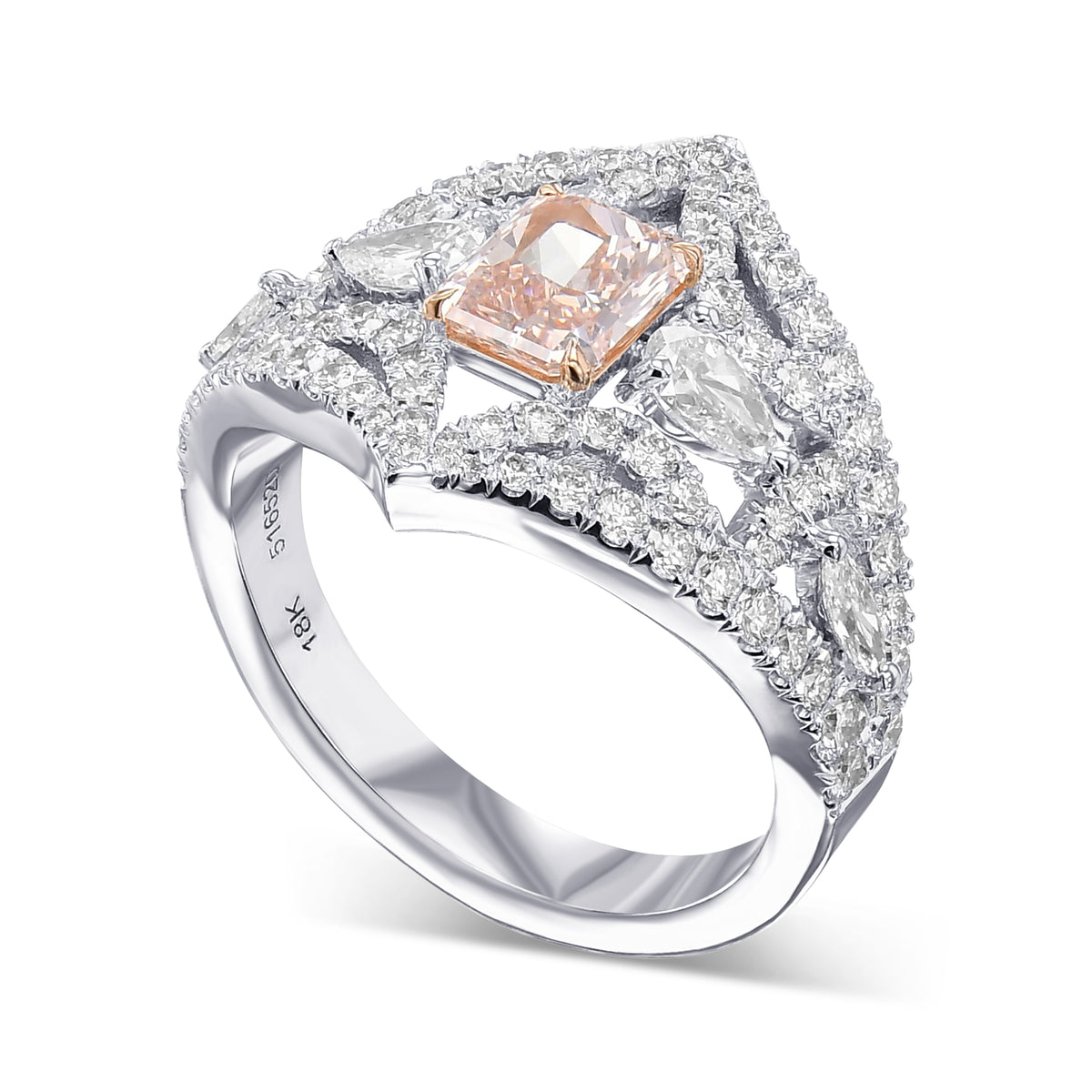 Fancy Brownish Orangey Pink Radiant Extraordinary Diamond Ring