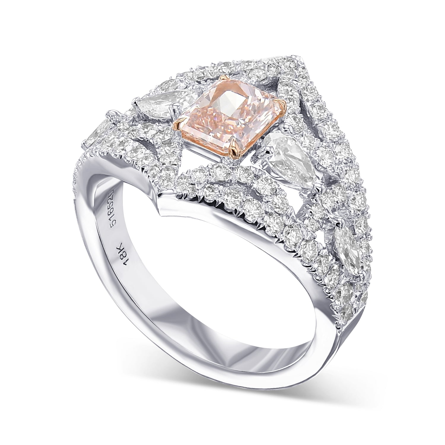 Fancy Brownish Orangey Pink Radiant Extraordinary Diamond Ring
