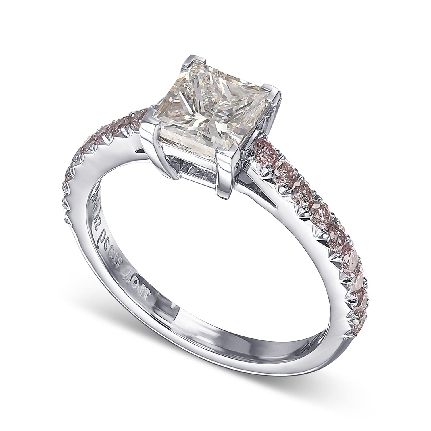 Princess Cut & Pink Diamond Engagement Ring