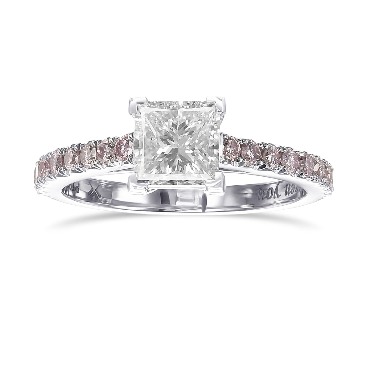Princess Cut & Pink Diamond Engagement Ring