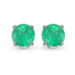 Round Emerald Stud Earrings
