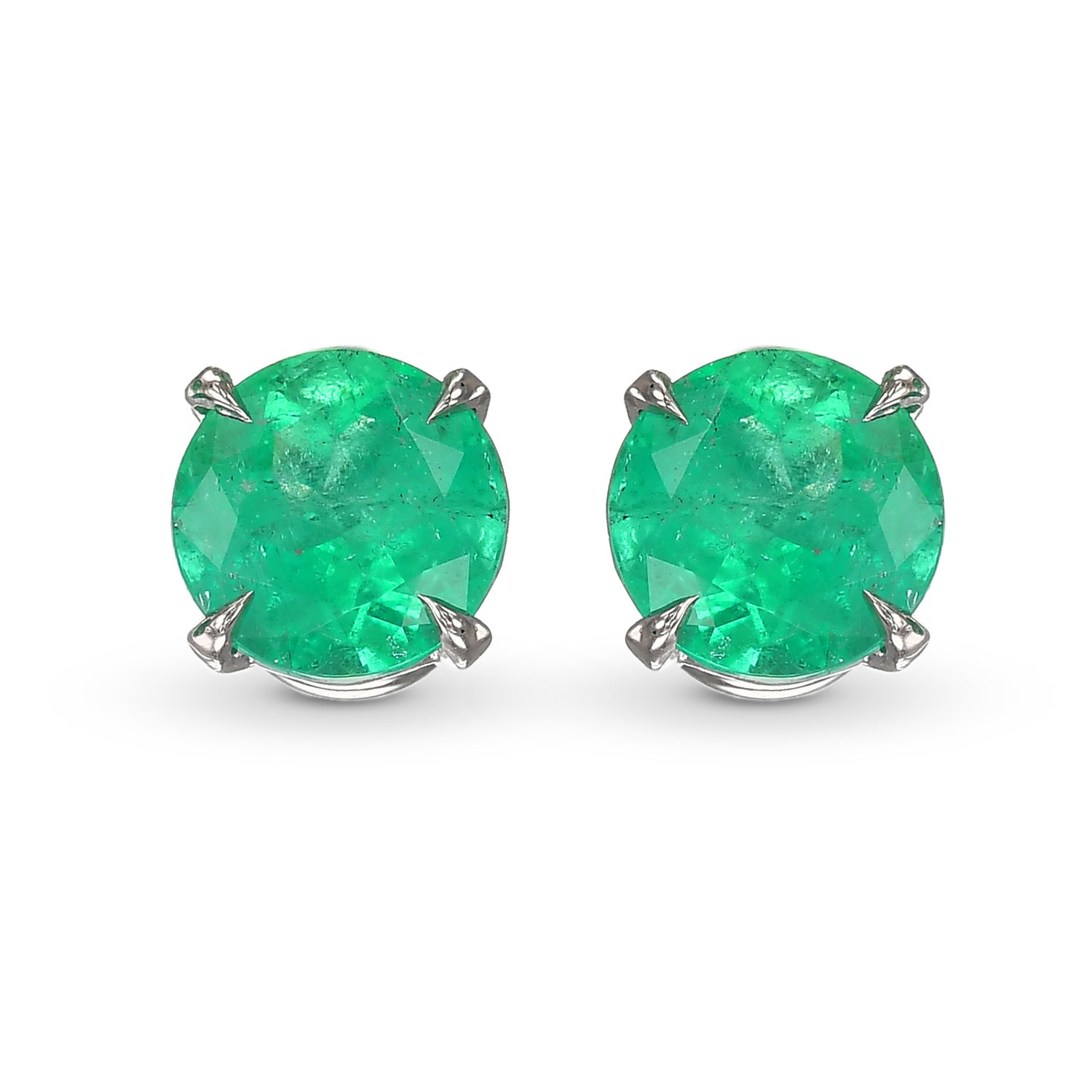 Round Emerald Stud Earrings