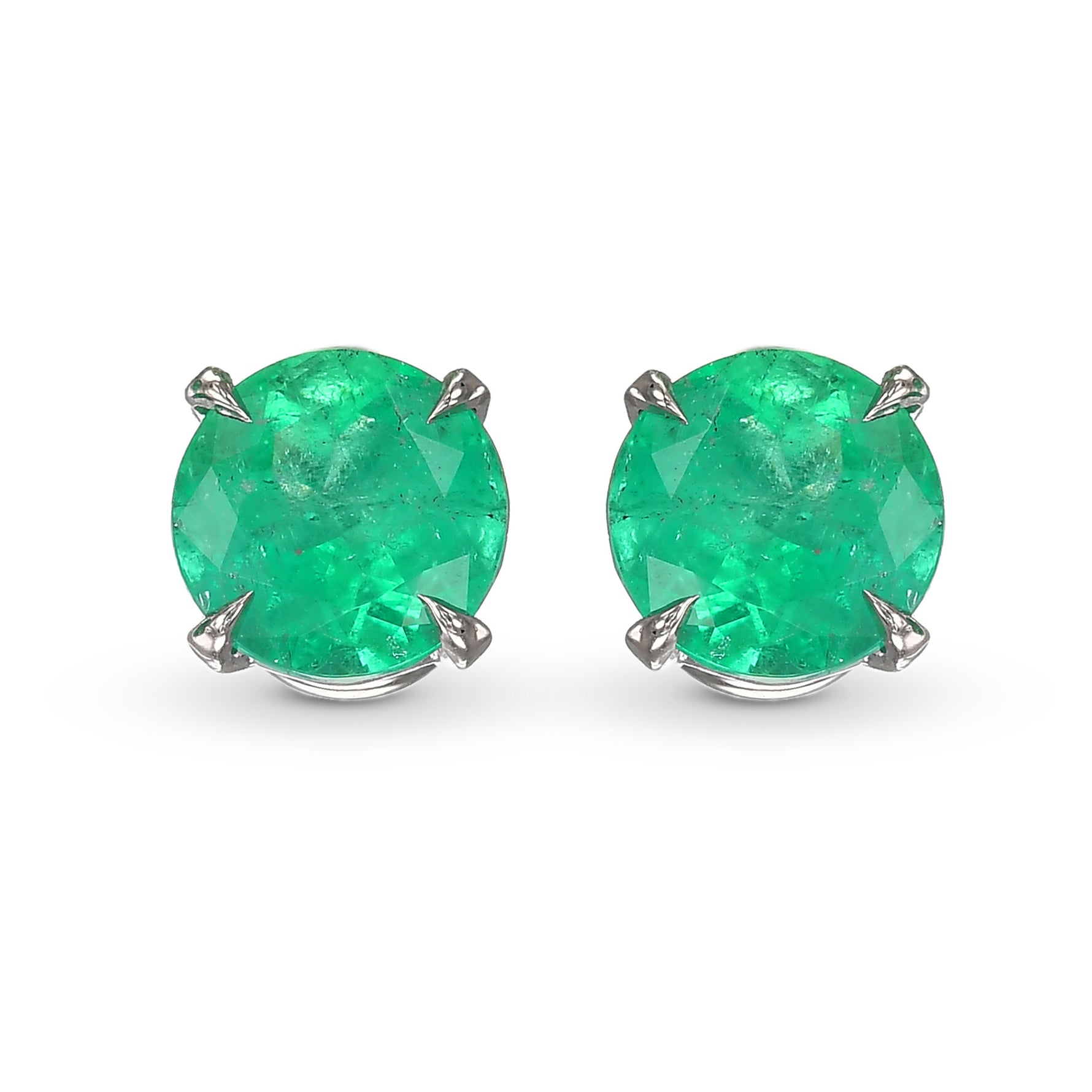 Round Emerald Stud Earrings