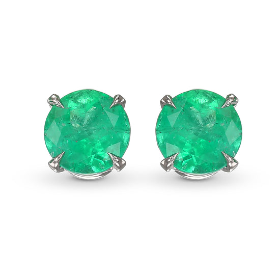 Round Emerald Stud Earrings