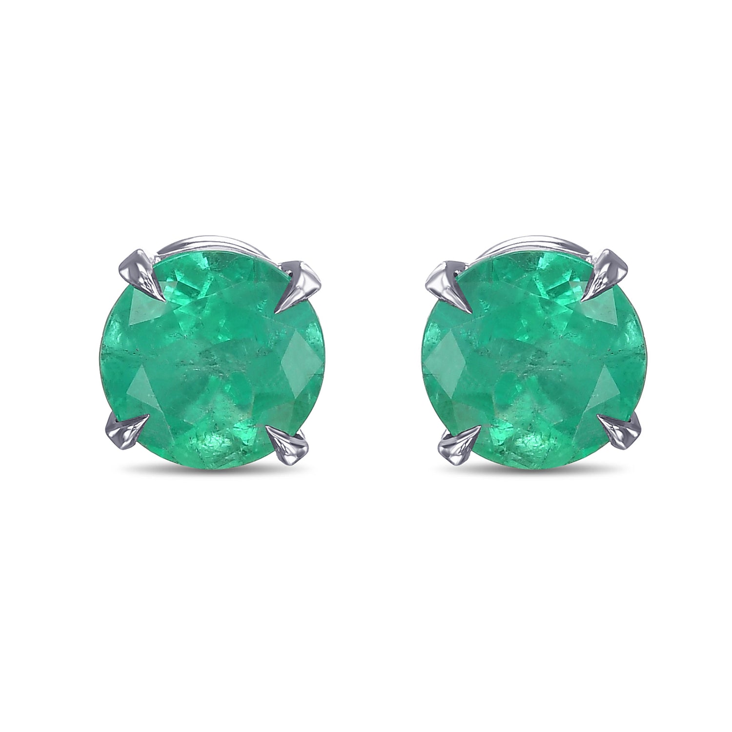 Round Emerald Stud Earrings