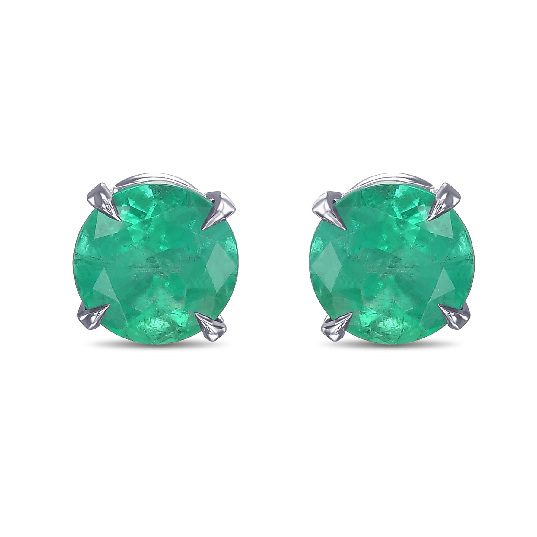 Round Emerald Stud Earrings