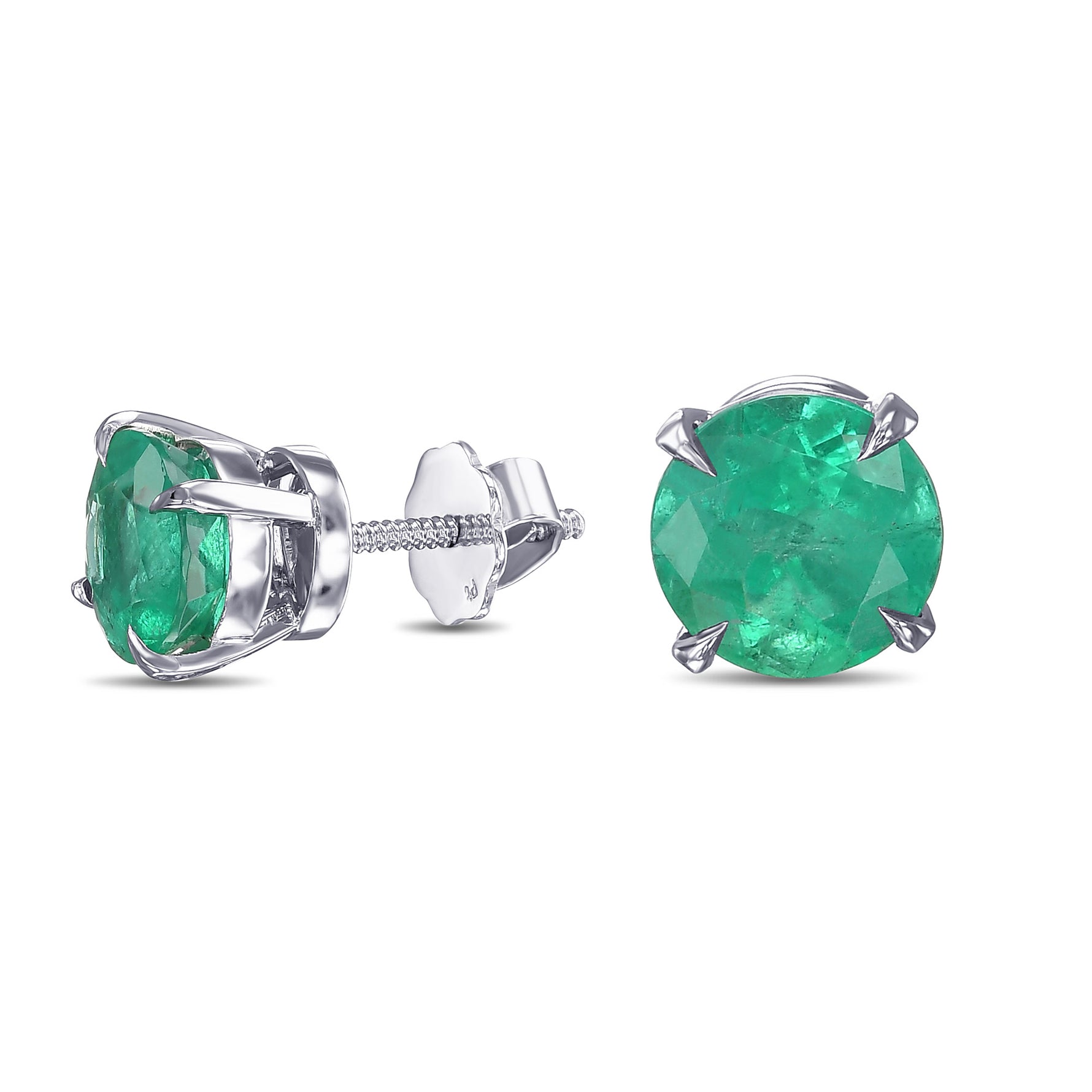 Round Emerald Stud Earrings