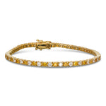 Fancy Vivid Orange Yellow and White Round Diamond Tennis Bracelet