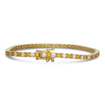 Fancy Vivid Orange Yellow and White Round Diamond Tennis Bracelet