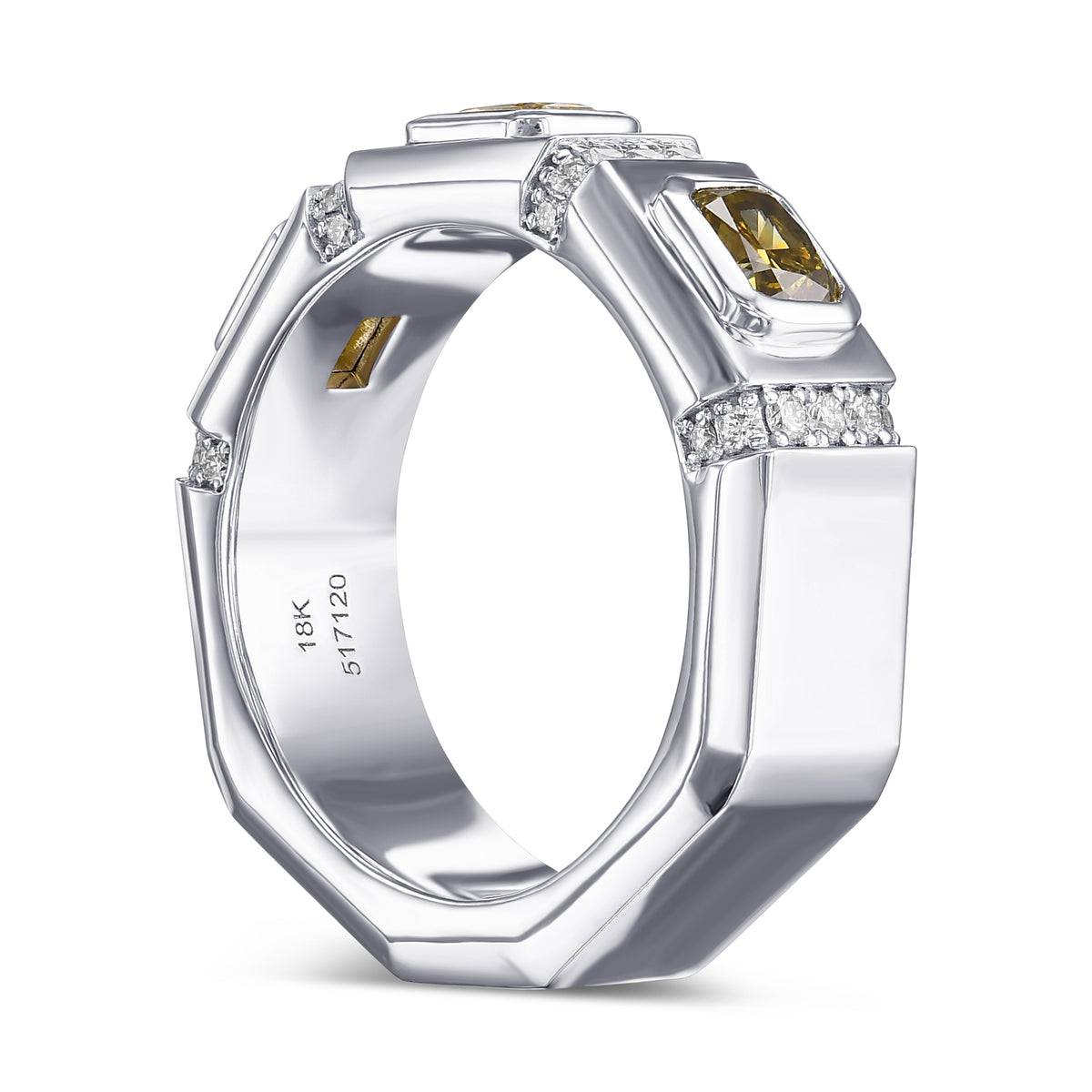 Mix Color Three-stone Men's Diamond Ring