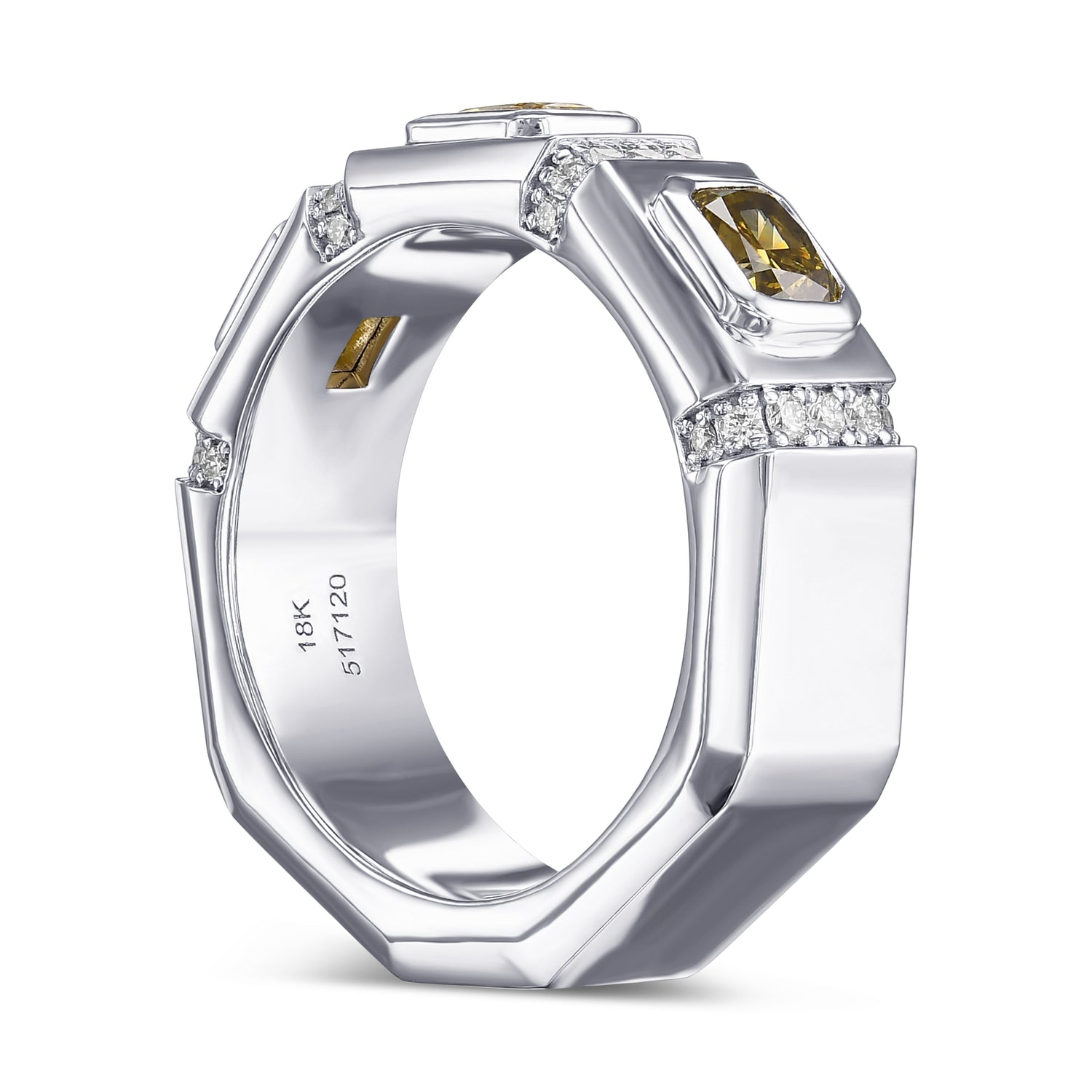 Mix Color Three-stone Men's Diamond Ring