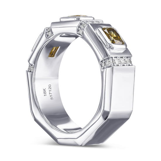 Mix Color Three-stone Men's Diamond Ring