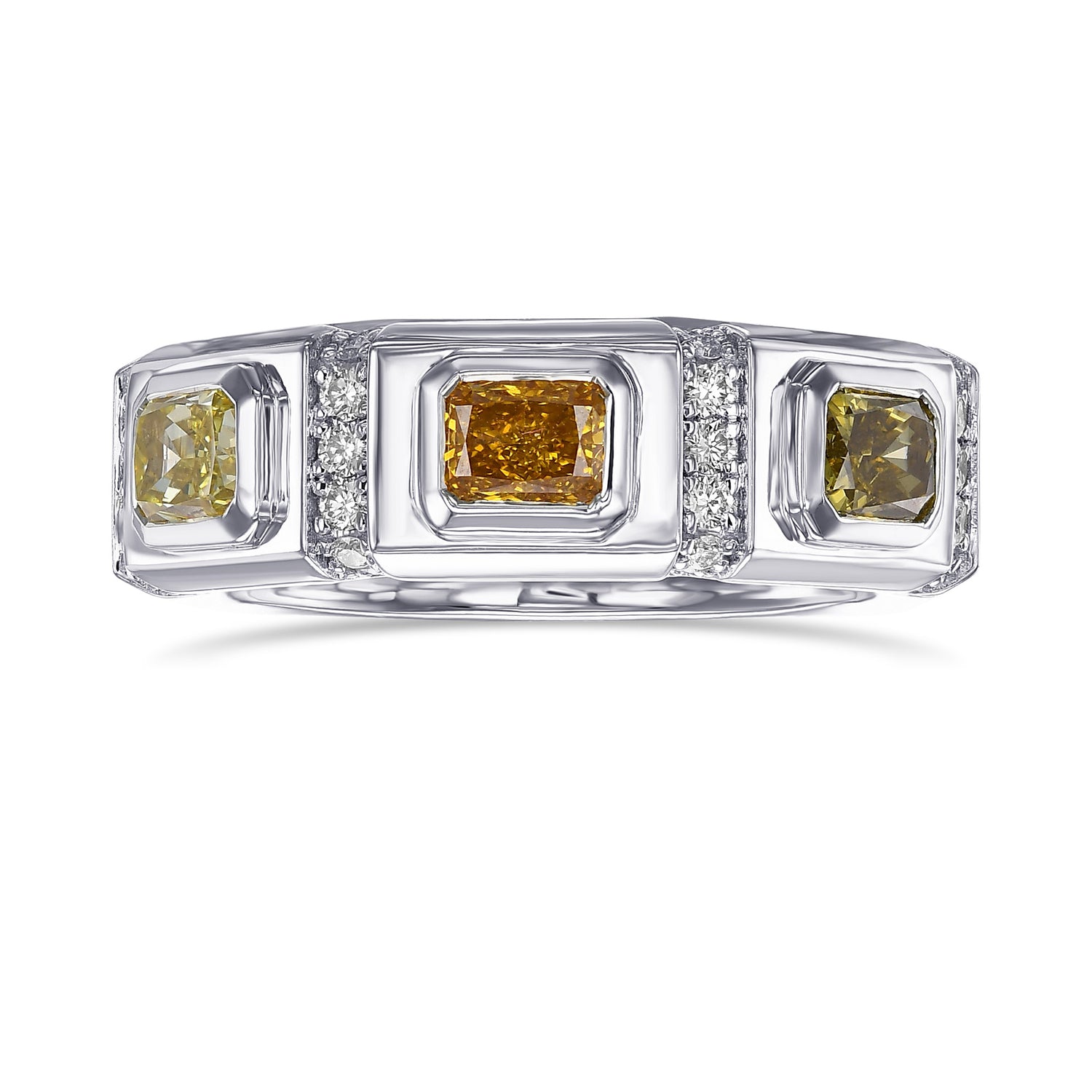 Mix Color Three-stone Men's Diamond Ring