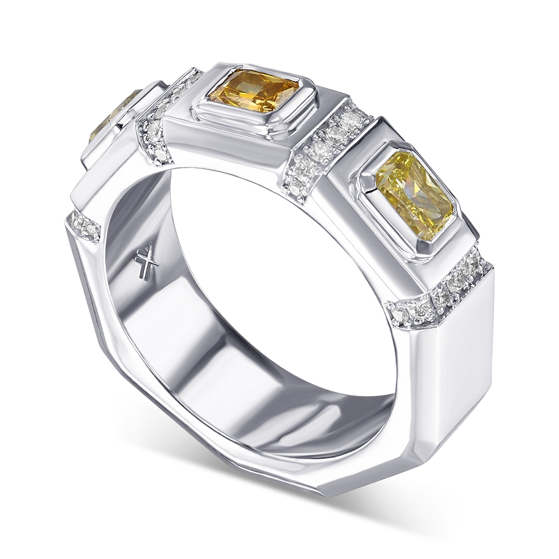 Mix Color Three-stone Men's Diamond Ring