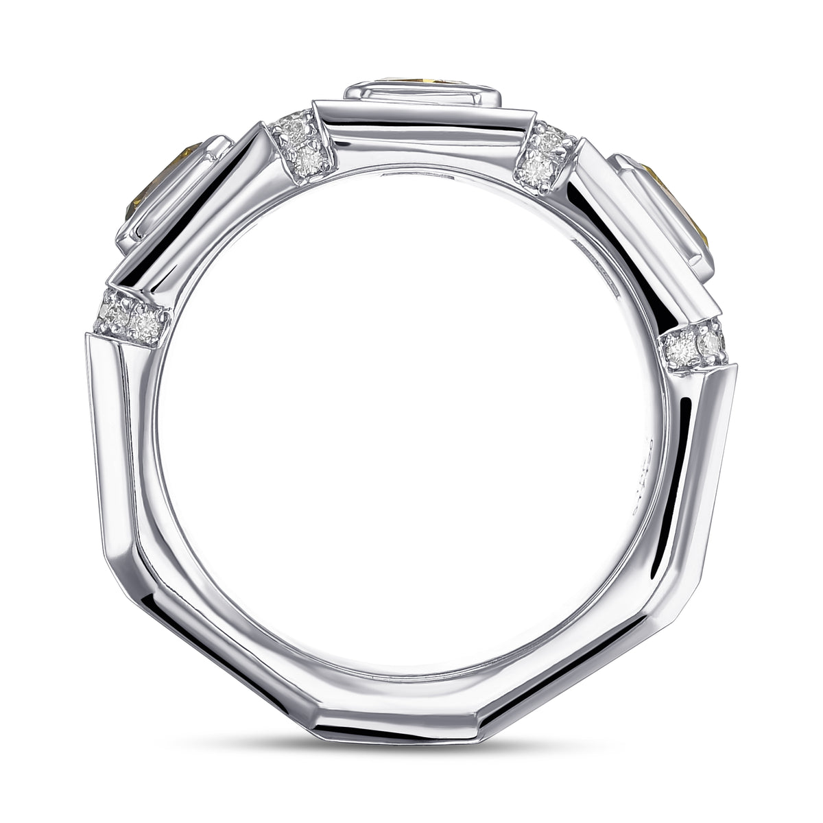 Mix Color Three-stone Men's Diamond Ring