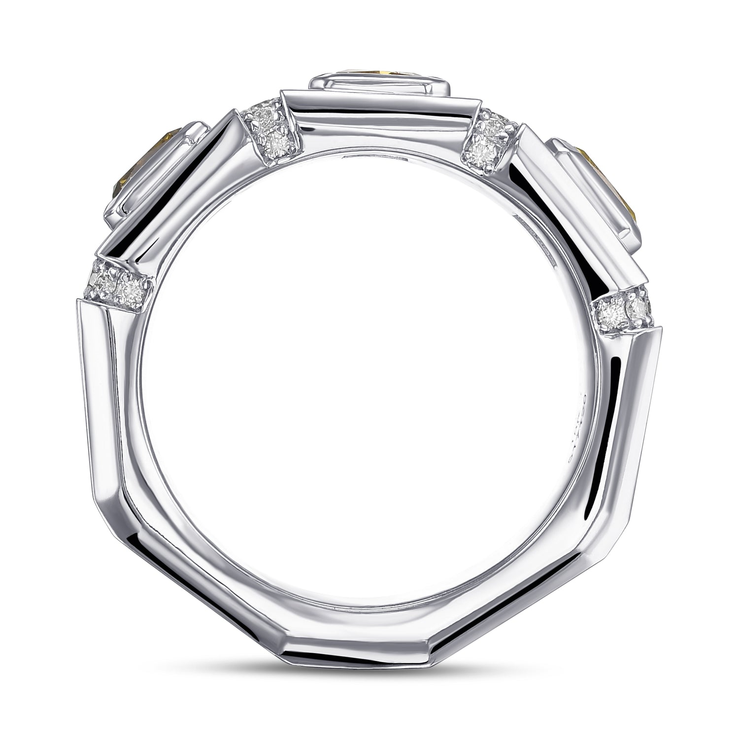 Mix Color Three-stone Men's Diamond Ring