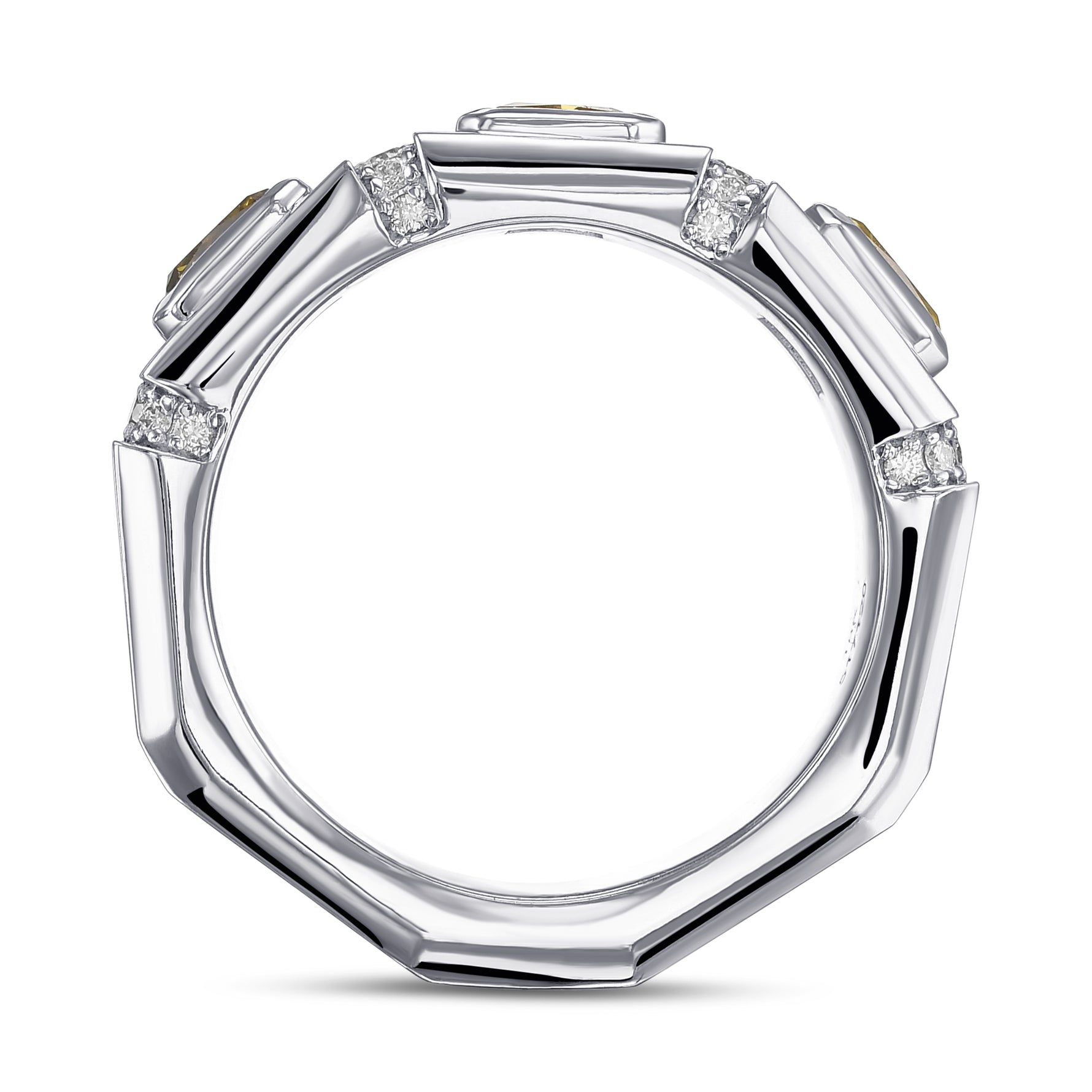 Mix Color Three-stone Men's Diamond Ring