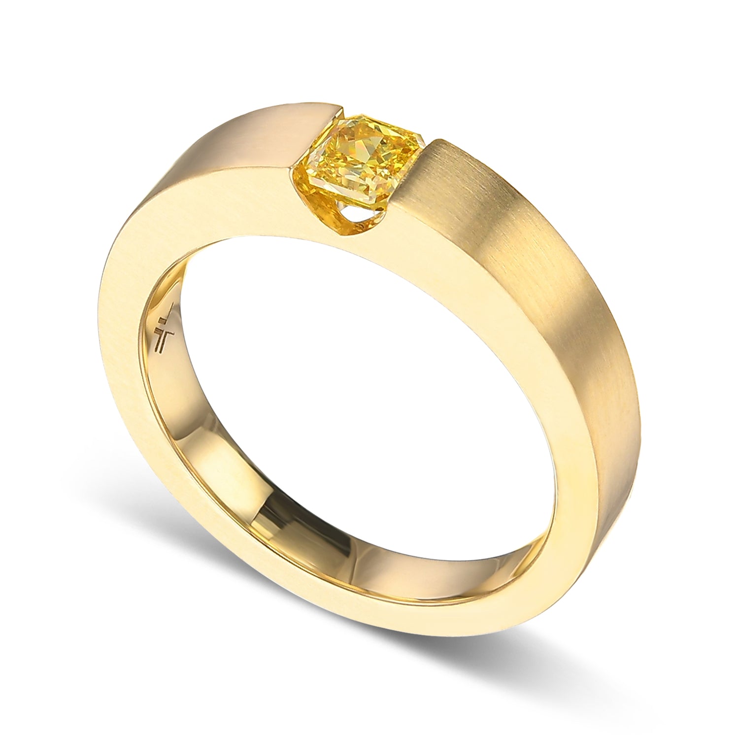 Fancy Vivid Yellow Radiant Men's Diamond Ring