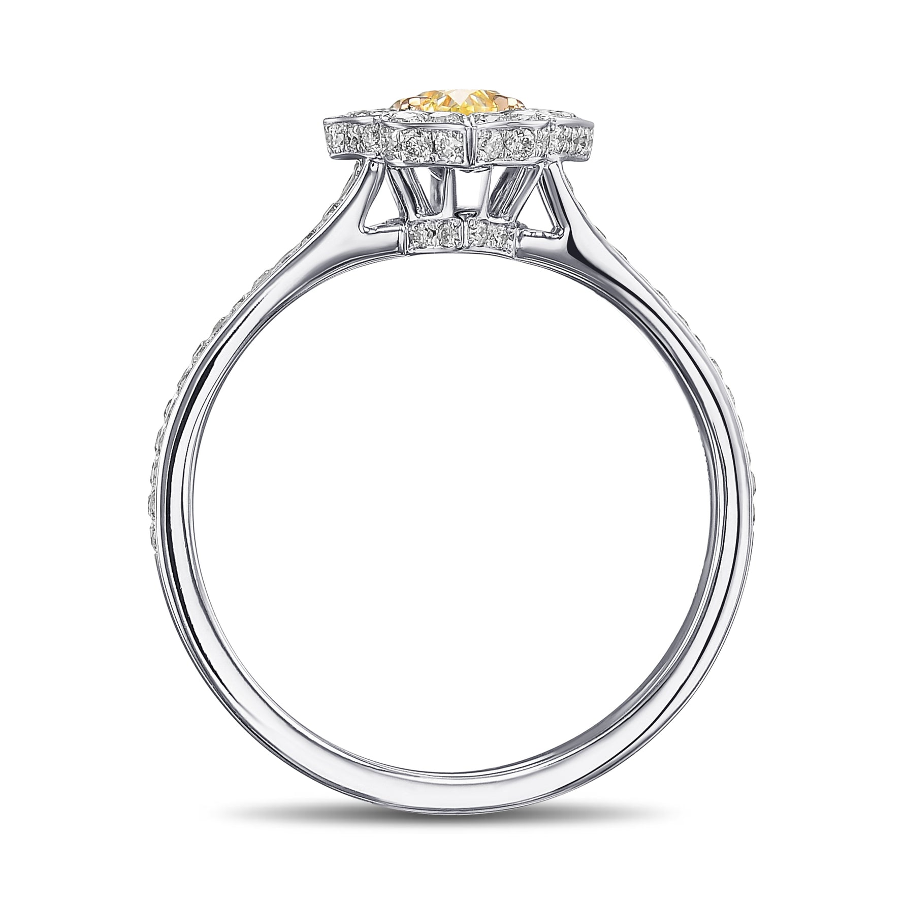 Fancy Yellow Marquise Halo Diamond Ring